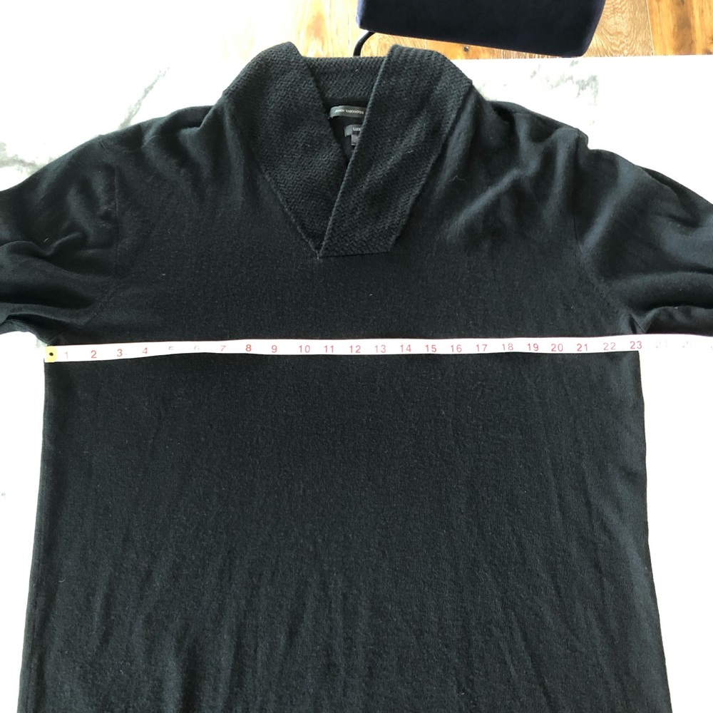 John Varvatos USA Luxe Black Shawl Collar Merino Wool Sweater XXL #0122 - Picture 3 of 6